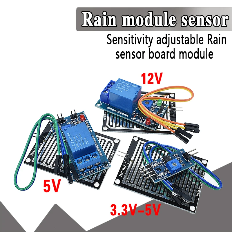 2Pcs Raindrops Detection Sensor Modue Rain Module Weather Module Humidity vi