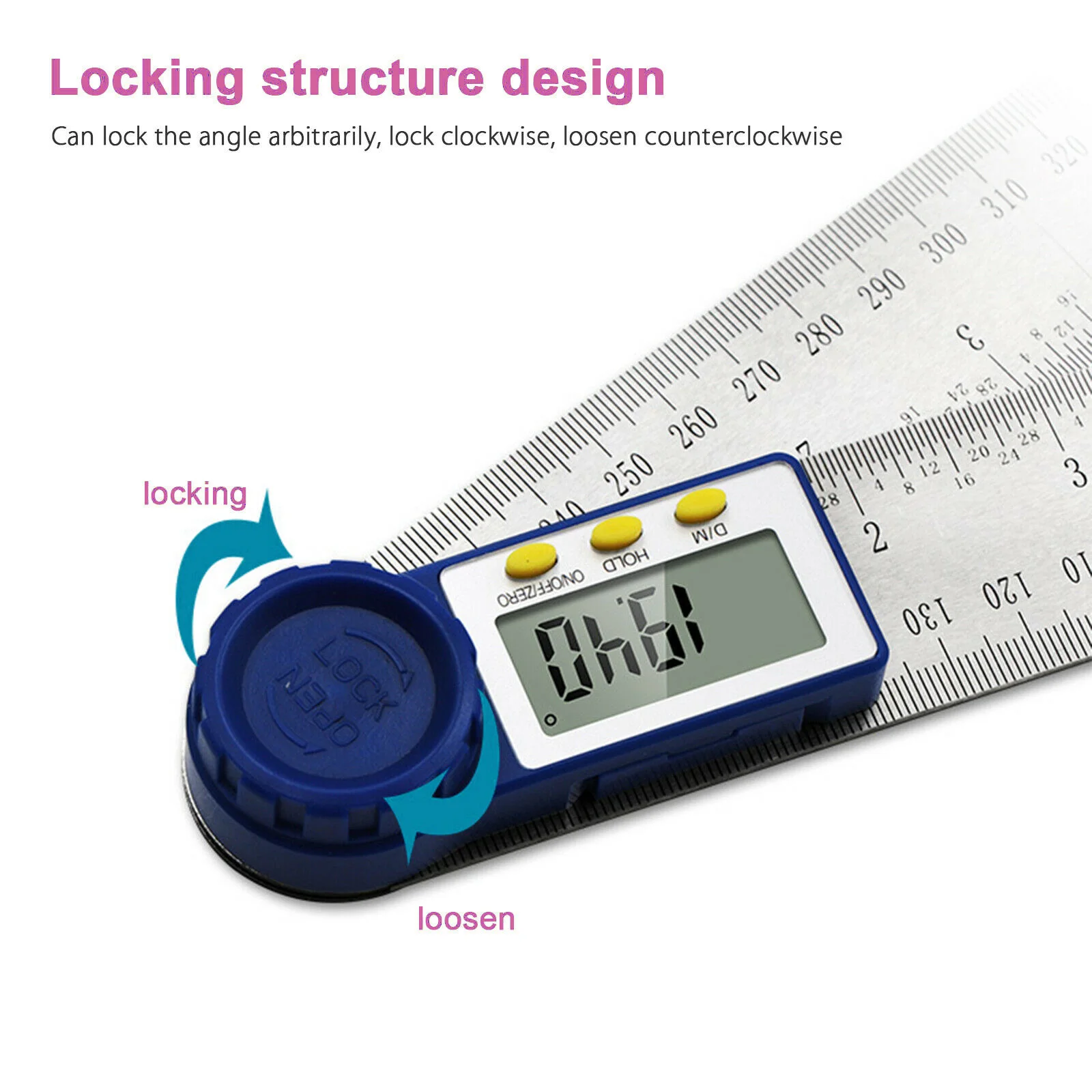  Digital Angle Finder Ruler Laser Scale Protractor 200mm Stainless Steel Angle