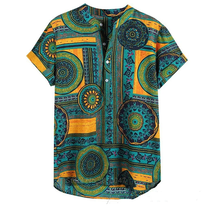 

African Clothes 2022 News Men Dashiki Print Summer Shirts Bazin Riche Fashion Tribal Male Hip Hop Ethnic Short Sleeve Clothing