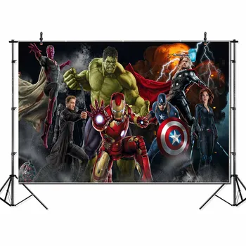 

Thin Vinyl Avengers Super Hero Thanos Captain America Spiderman Planet Custom Photo Studio Backdrop Background