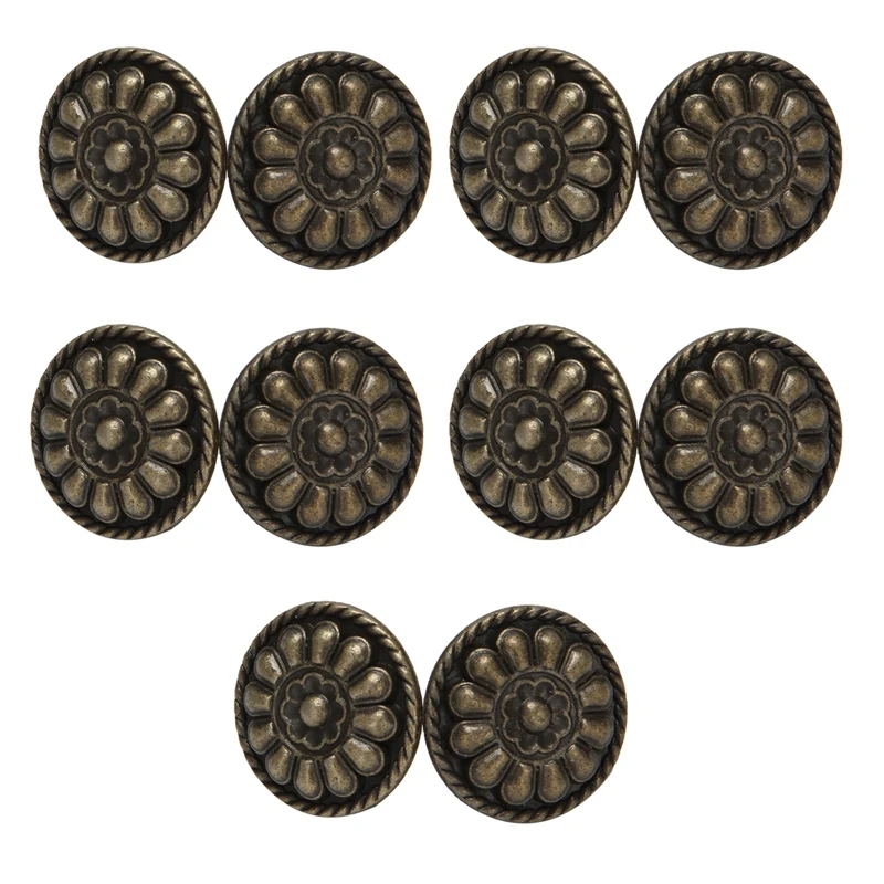 Drawer Knobs Pull Handle Metal Flower Shape Cabinet Door Knob Bronze Tone Pack of 10 | Обустройство дома
