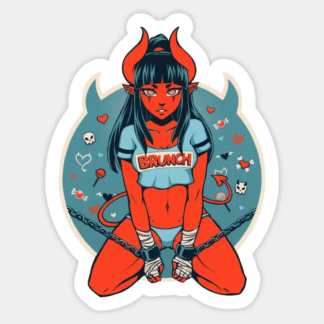 

1PCS Sexy Girl Demon Dame Sticker For Laptop Sticker Car Bicycle Backpack Decal Pegatinas DIY Waterproof PVC Toy Sticker
