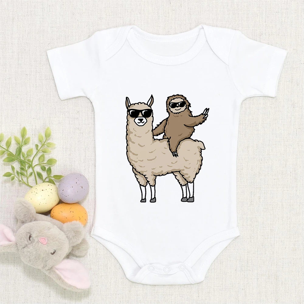 Baby Boy Clothes Funny Alpaca Sloth Baby 2022 Newborn Baby Girl