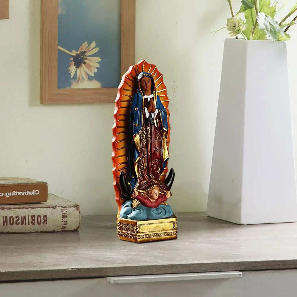 Catholic Resin Our Lady of Guadalupe Virgin Mary Statue Religion Religious Goddess Sculpture Crafts Home Desktop Decoration Gift