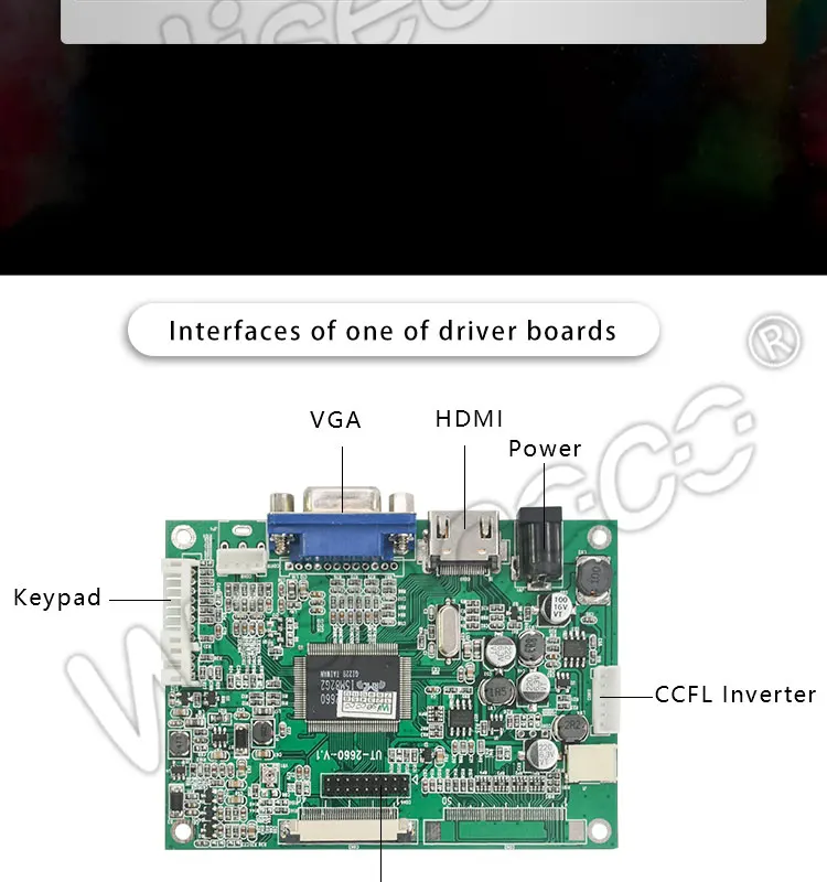 Wisecoco для монитора Автомобильный дисплей ноутбука 10,1 дюймов 1280*720 ips 750 яркость ЖК-дисплей с VGA HDMI драйвер платы DJ101IA-07A