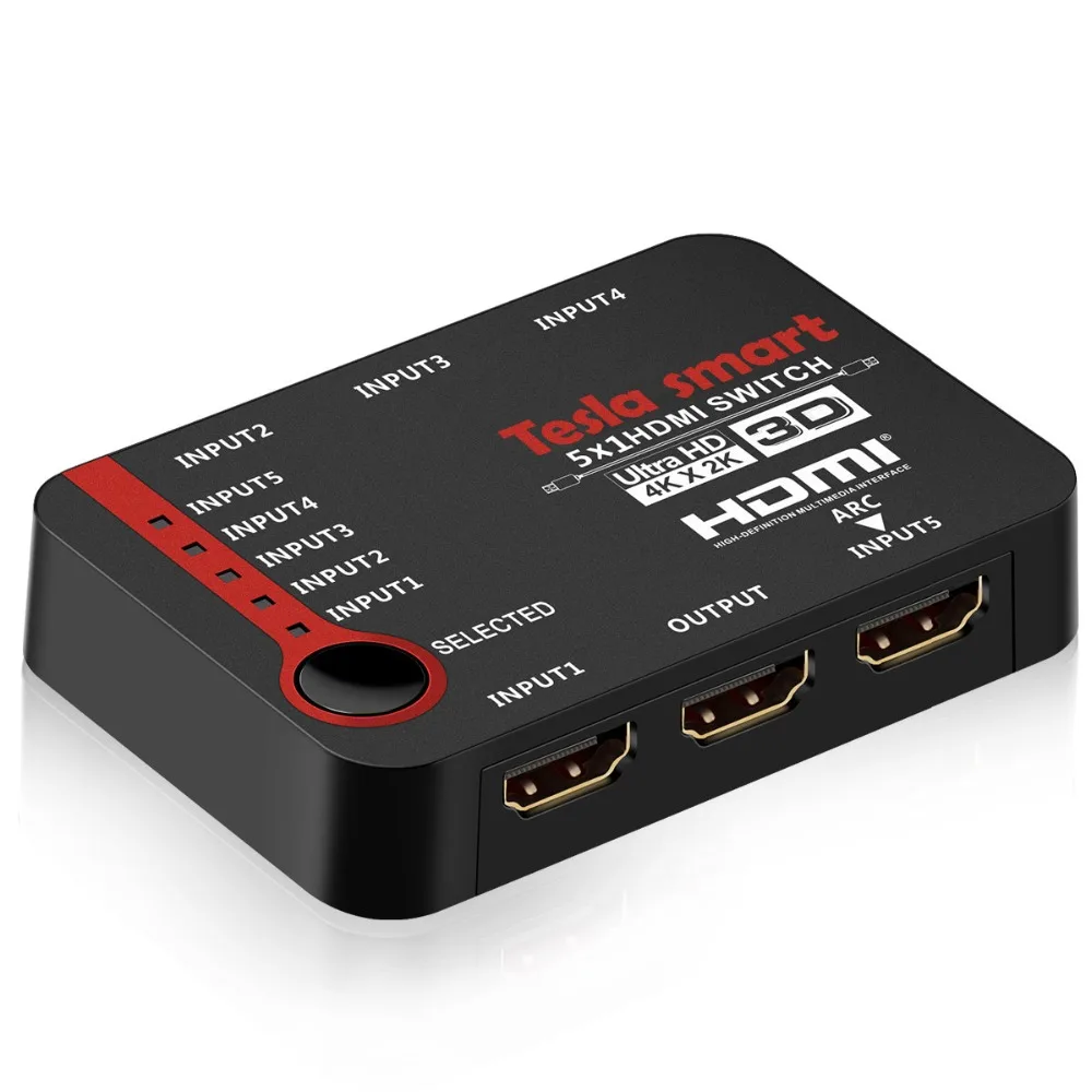 5 портов К 4 K tv Video Switch HDMI Switch 5 в 1 out HDMI Switch 5x1 ИК-пульт для К 4 K tv HD tv PS3 PS4 DVD красный-черный, белый, черный