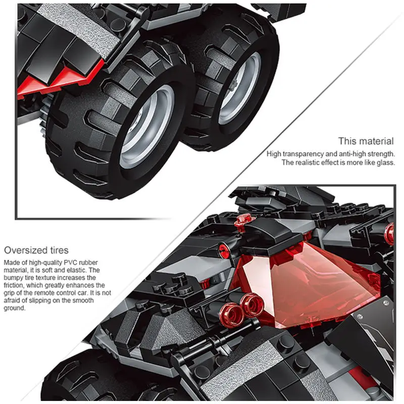 Радиоуправляемый автомобиль строительные блоки модель дистанционного управления серия летучая мышь Мобильный автомобиль набор образовательных игрушек маленький конструктор кирпичи совместимые строительные блоки