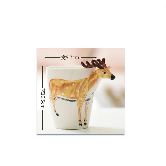 3D креативная 400 рюмка, мл в форме животного, ручная нарисованная олень, жираф, скот, обезьяна, собака, ждущая конь, подарок керамическая кружка для кофе, молока