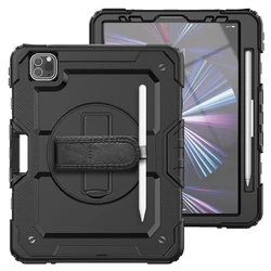 Rugged Multi - Size iPad Protective Case with Smart Cover for Air 13 M2 2024 (Black)