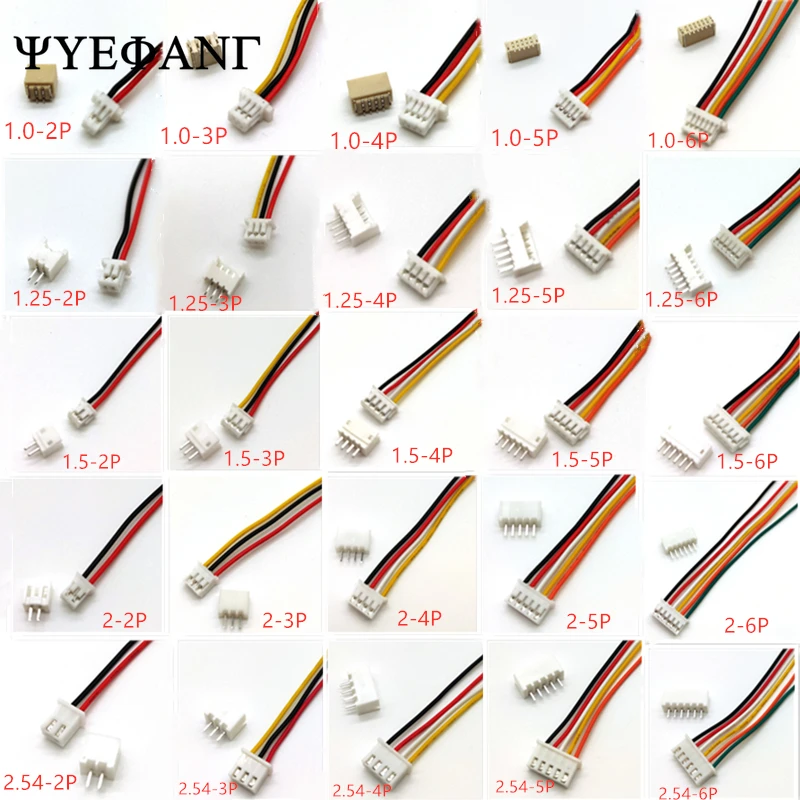 10 Conjuntos De Conectores Sh 1 0mm Jst 1 25mm Zh 1 5mm Ph 2 0 Xh 2 