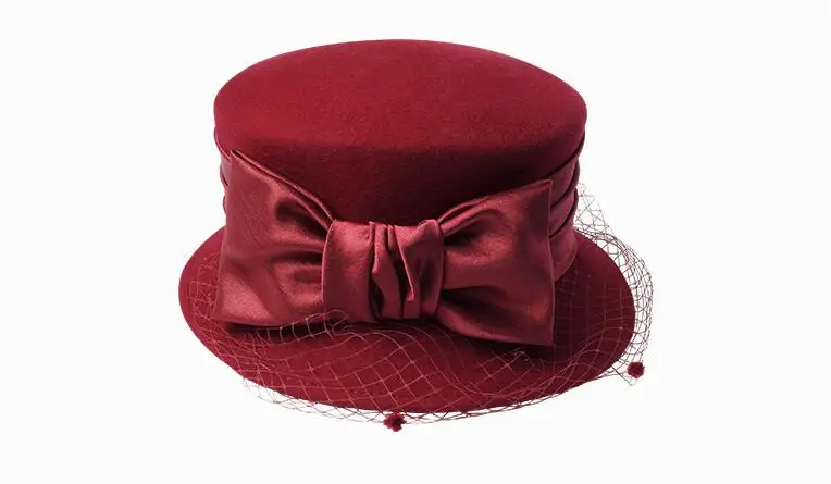 H3525 женская шляпа Fedoras, Женская осенне-зимняя теплая Модная кепка, женская утепленная Кепка в Корейском стиле, с бантом, с сеткой, для банкета, вечерние, элегантные кепки s