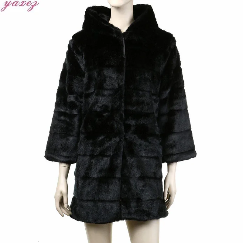 Высококачественное зимнее женское пальто из искусственного меха, теплое длинное пальто с капюшоном, Свободная Повседневная Женская парка, куртки, верхняя одежда
