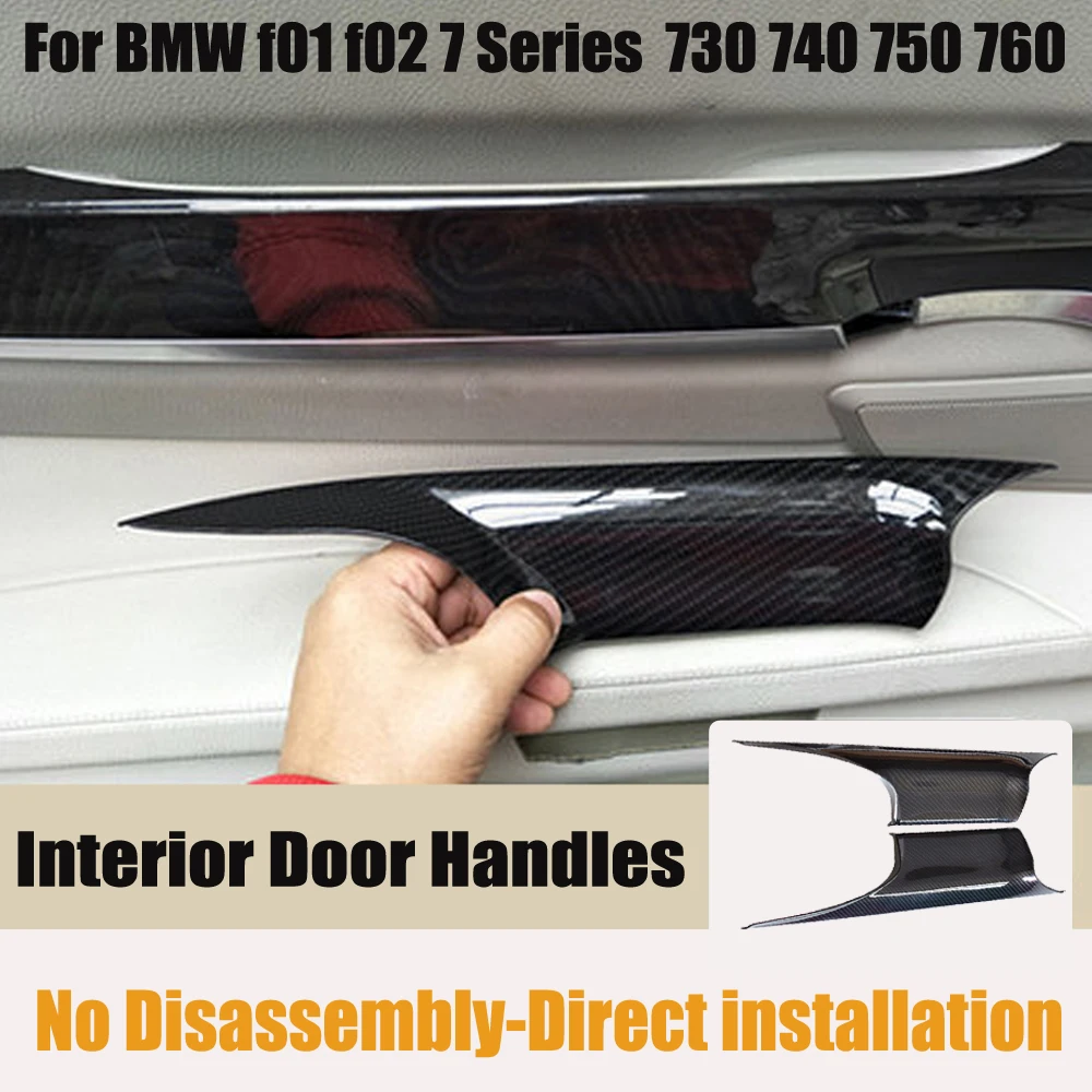 Fit For BMW f01 f02 7 Series 730 740 Carbon fiber ABS Plastic Car Interior Door Handle Sedan Panel Pull Protective Frame Cover