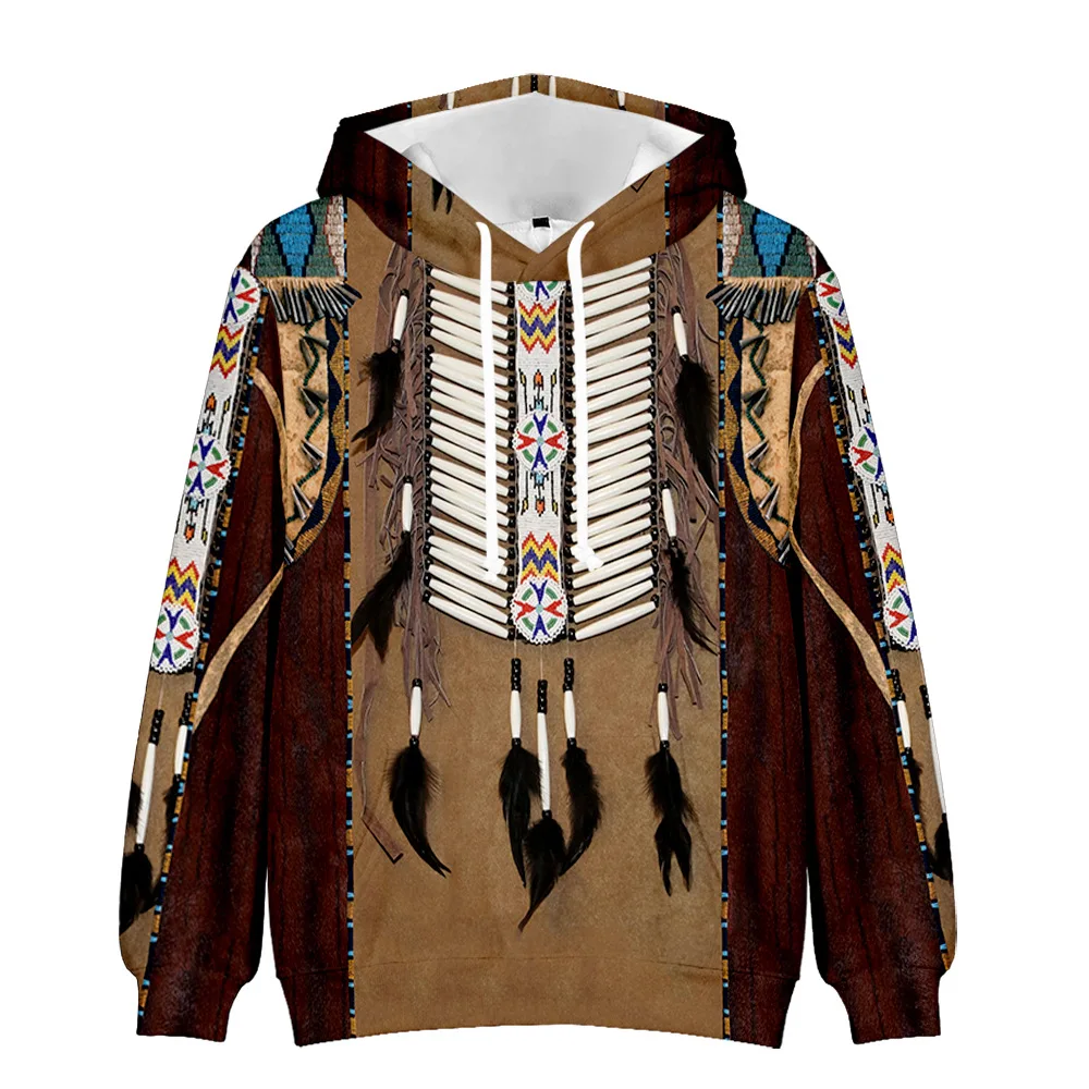 thumbnail image 1 of 2021 Indians Retro Flower Ethnic Totem Fleece Hooded Sweatshirt Mens Womens Stranger Things Oversize Casual Hoodies Streetwear, 1 of 4