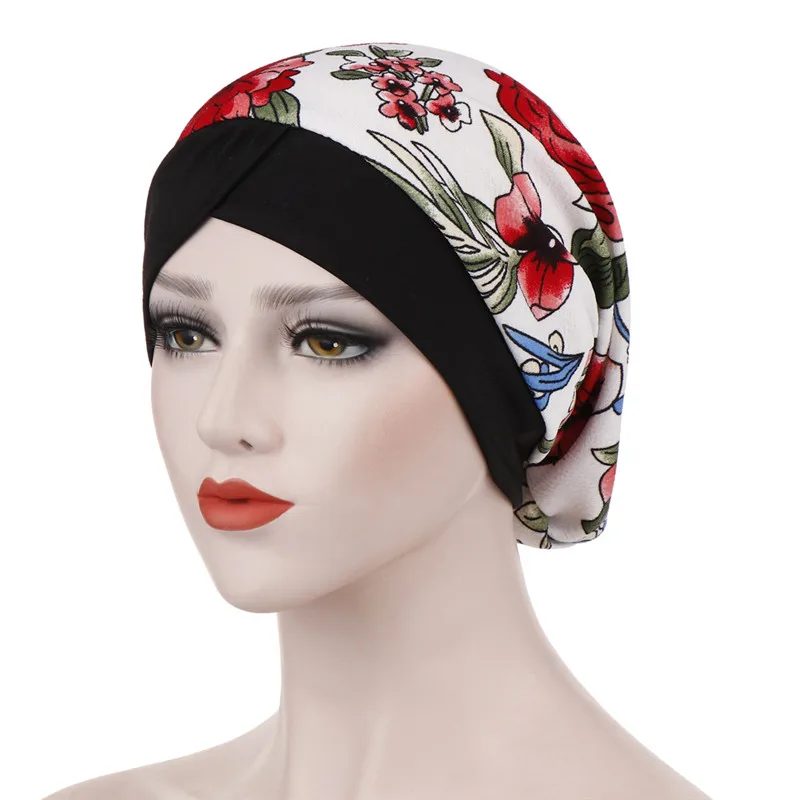 Малайзийский тюрбан для женщин хлопок печати внутренние хиджабы лоб крест цветы хиджаб шапка мусульманская накидка шарф тюрбанты шапки