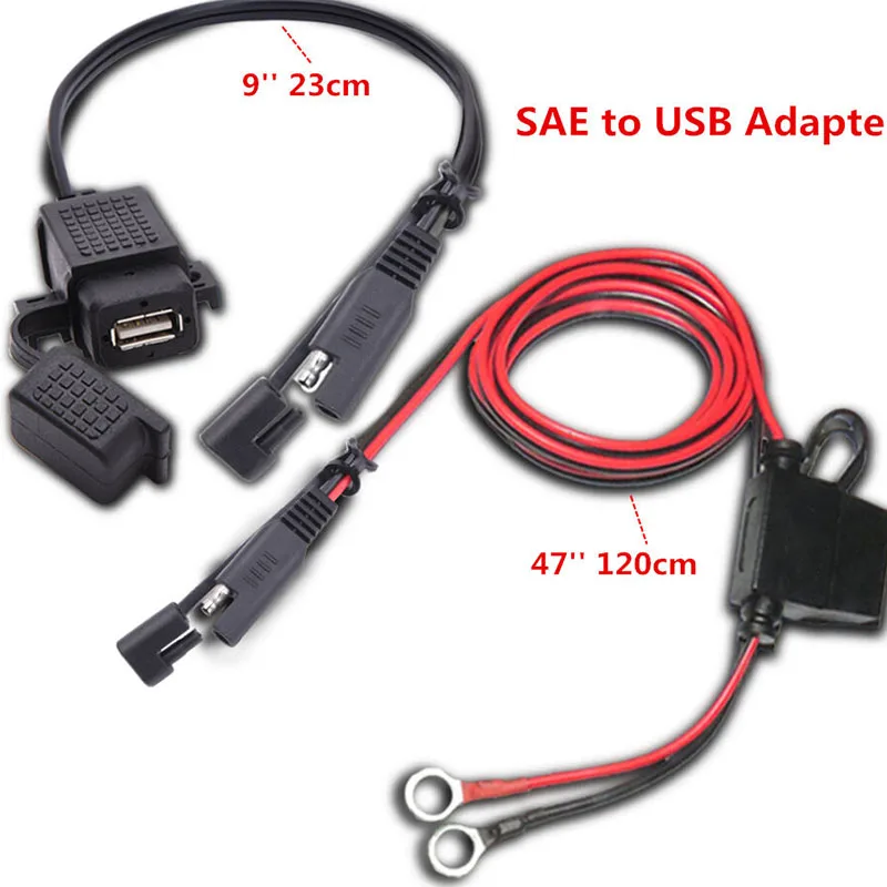12V мотоцикл SAE к USB телефон gps зарядное устройство кабель адаптер Встроенный предохранитель водонепроницаемый