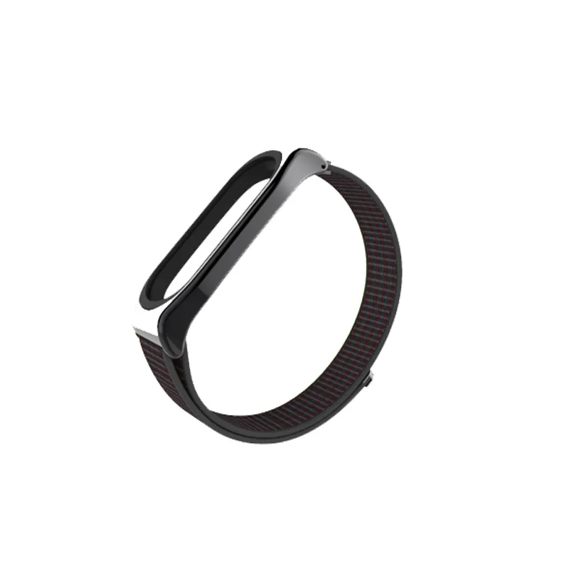 Mi jobs металлический нейлоновый наручный ремешок на замену для Xiaomi mi Band 4 3 Correa mi Band 4 3 Pulseira аксессуары - Цвет: Black Red