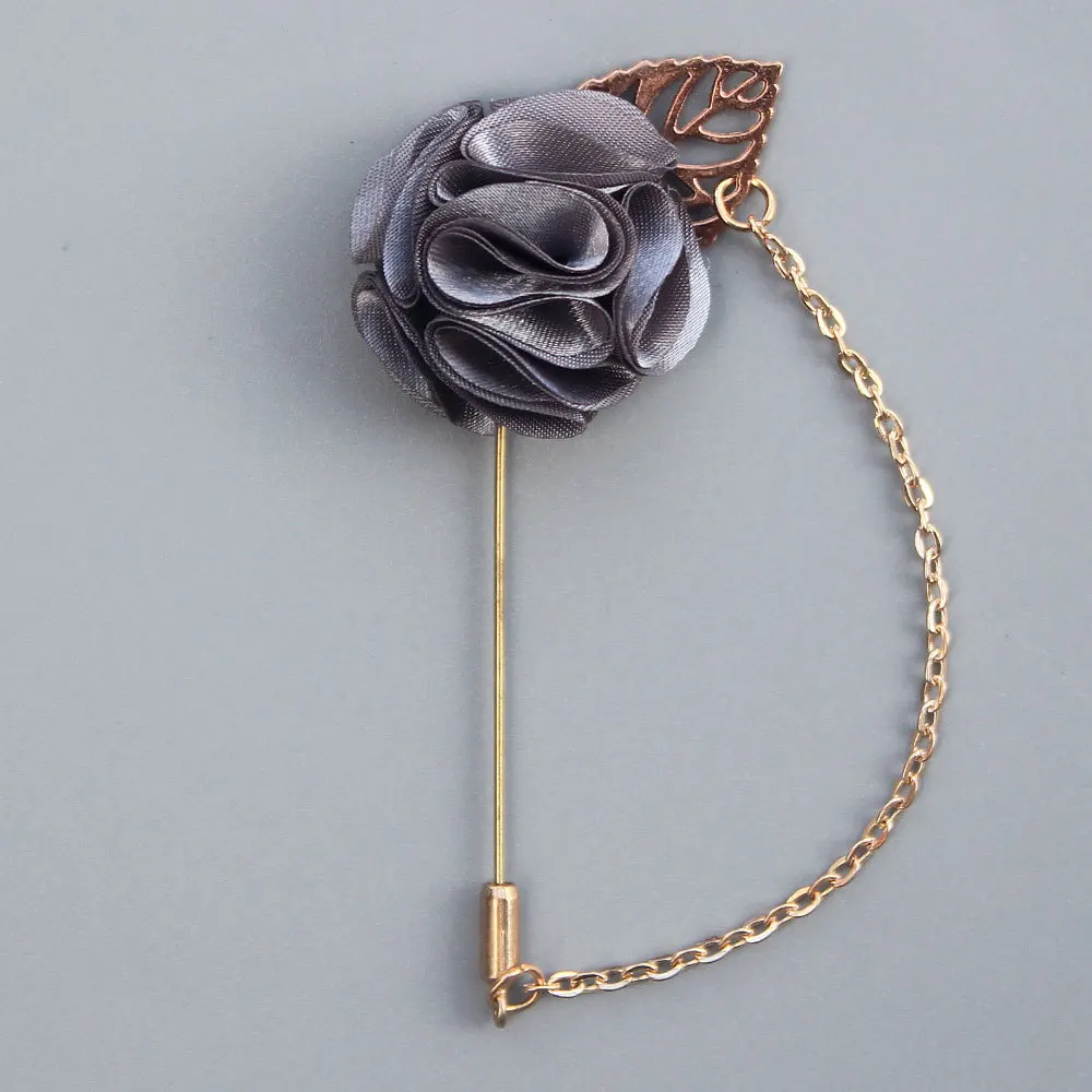 Серый 5Pieces/Bag Wedding Boutonniere Flower Festival Celebration Party Prom Suit Corsage Size 3.5CM Fabric Cloth Rose Brooch Flowers - Цвет: Серый