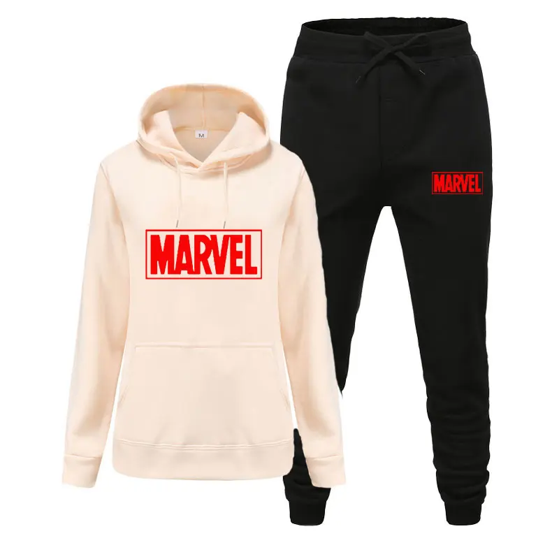 Женский спортивный костюм, зимняя флисовая куртка с капюшоном и принтом Marvel+ штаны, Толстовка для девочек, комплект из 2 предметов, толстовки, спортивный костюм, куртка