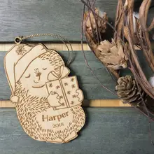 Персональный детский первый Рождественский орнамент Ежик лесной орнамент, пользовательский орнамент персонализированный с именем и году