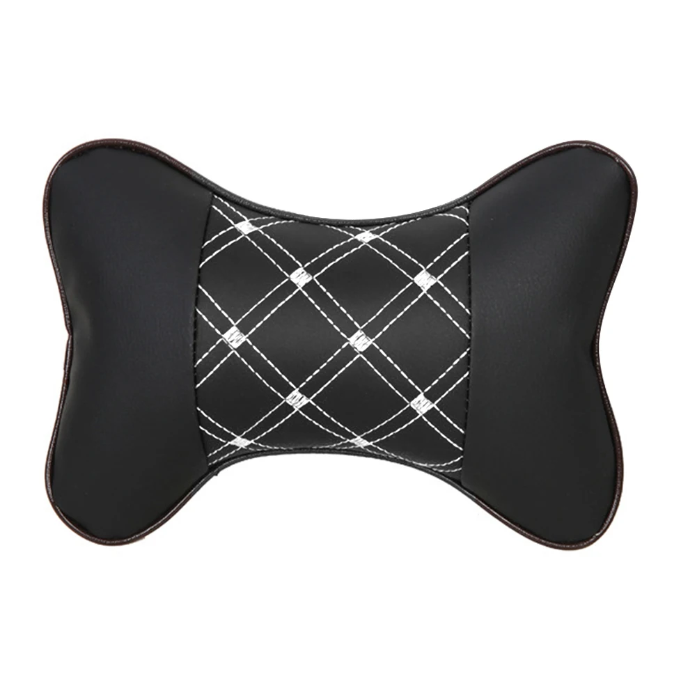 1pc black white PU Elastic Strap Neck Support Pillow Fatigue Relieve All Season Cushion Durable Headrest Car Seat Supplies - Цвет: 1pc black white