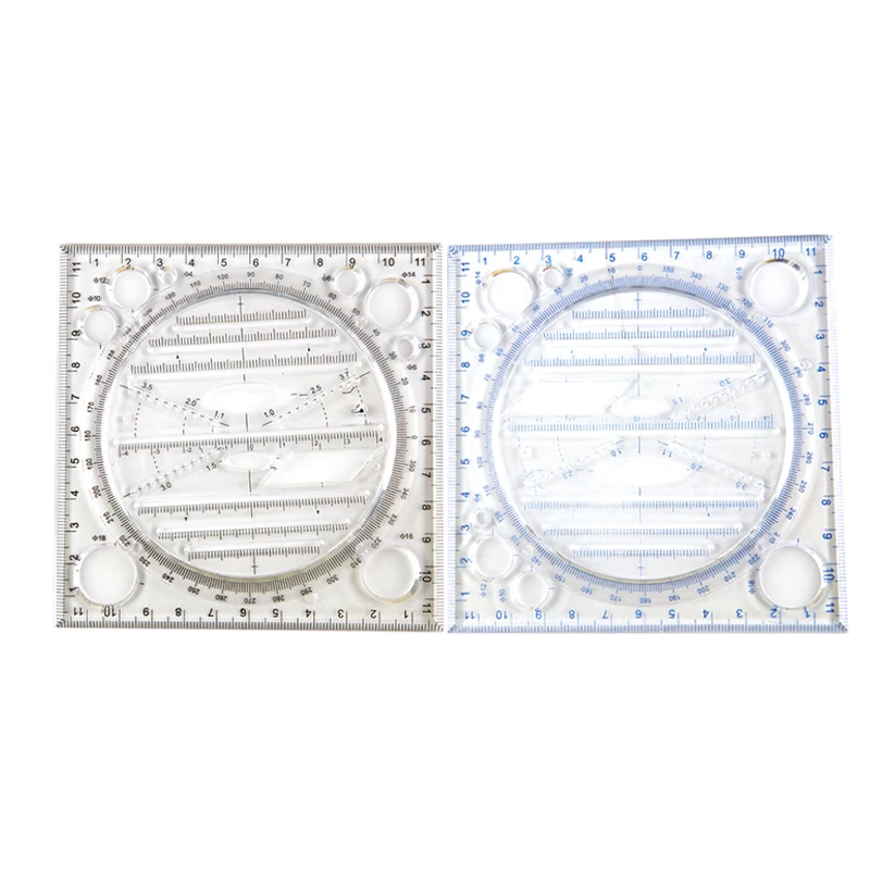 Multifunction Rotatable Drawing Template Art Design Construction Architect Stereo Geometry Circle Drafting Measuring Scale Ruler