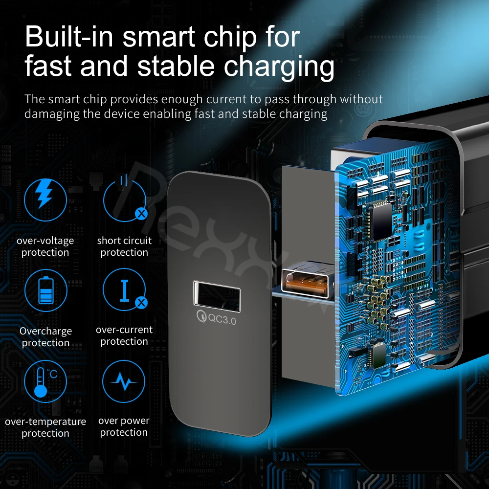 Rexxar USB зарядное устройство быстрая зарядка Quick Charge 3 0 настенный адаптер для iphone 6 7