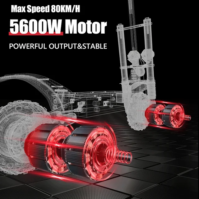 80 KM/H أقصى سرعة قوية سكوتر كهربائي 5600 واط المزدوج موتور E سكوتر 11 "إطارات للطرق الوعرة سكوتر الكهربائية الكبار أوروبا USA Stock|Electric Scooters|  -2