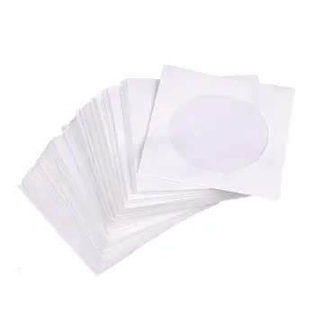 

Mini 95Pcs Protective White Paper CD DVD Disc Storage Bag Envelopes Flap