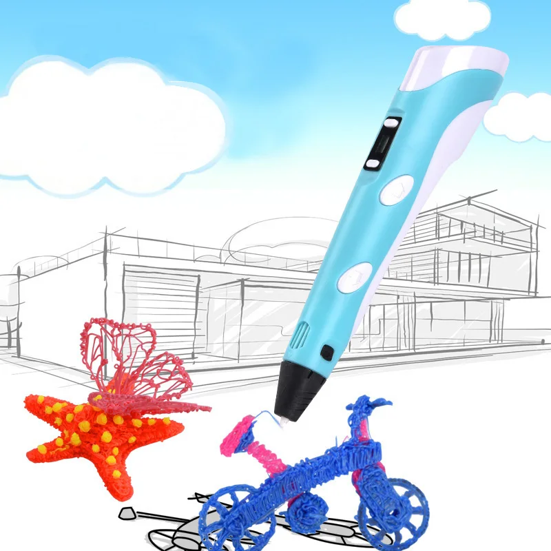 Дешево 3D Ручка, три D принтера, ручка для рисования с пластиком 100 м, PLA ABS нити, USB адаптер, подарок на день рождения, Оригинальные подарки