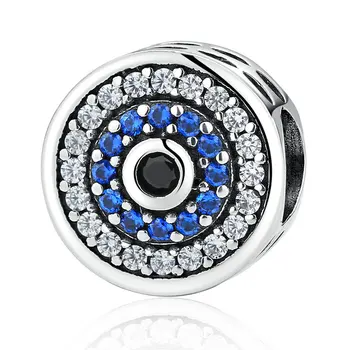 

Qikaola Real 100% 925 Sterling Silver Blue Crystals Eyes Round Bead Charms Fit Women Charm Bracelets & Bangles Jewelry CMC092
