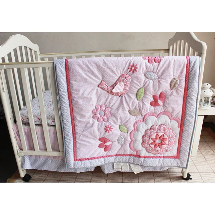 pink grey crib bedding