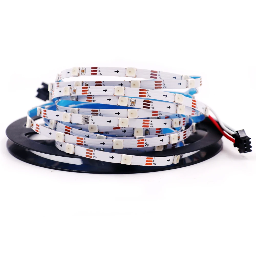 DC5V 5 м RGB ленточный светильник WS2812B 30 светодиодный/M 60 светодиодный s/m светодиодный пиксельный ленточный светильник WS2812 IC WS2812B изменение цвета украшения дома белый PCB