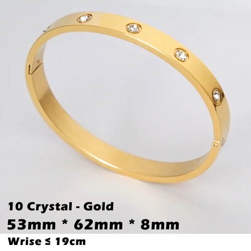 Gold-8mm Трендовые Кристальные браслеты для женщин, серебряный, золотой, розовый браслет, титановые браслеты для любви, браслеты из нержавеющей стали, ювелирные изделия - Окраска металла: Gold-8mm