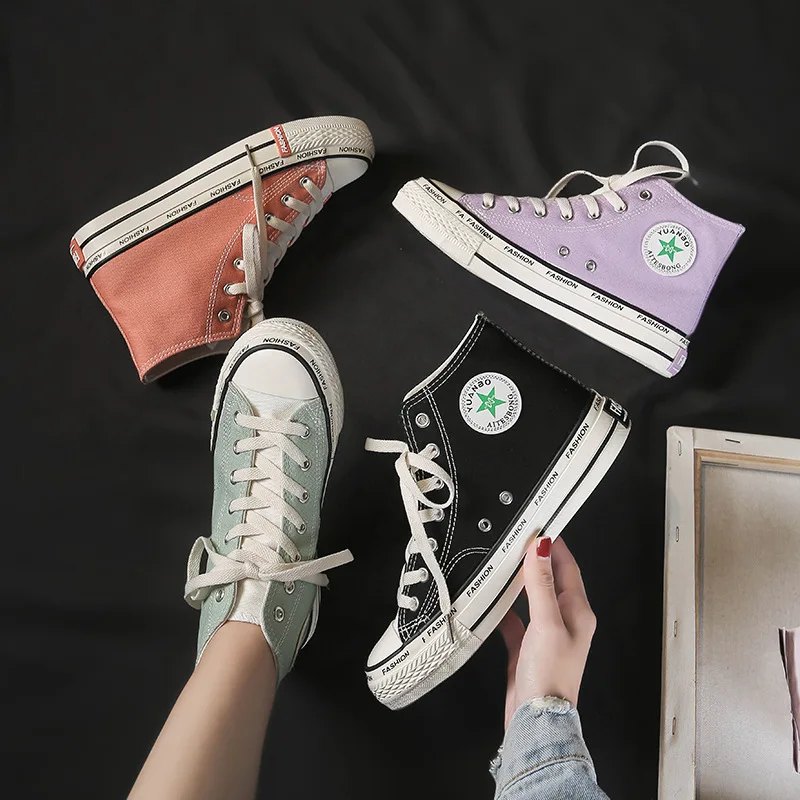 

Spring South Korea Hong Kong Flavor Street Snap Retro 1970 S Hight-top Canvas Shoes WOMEN'S Shoes Versatile Casual Shoes Student