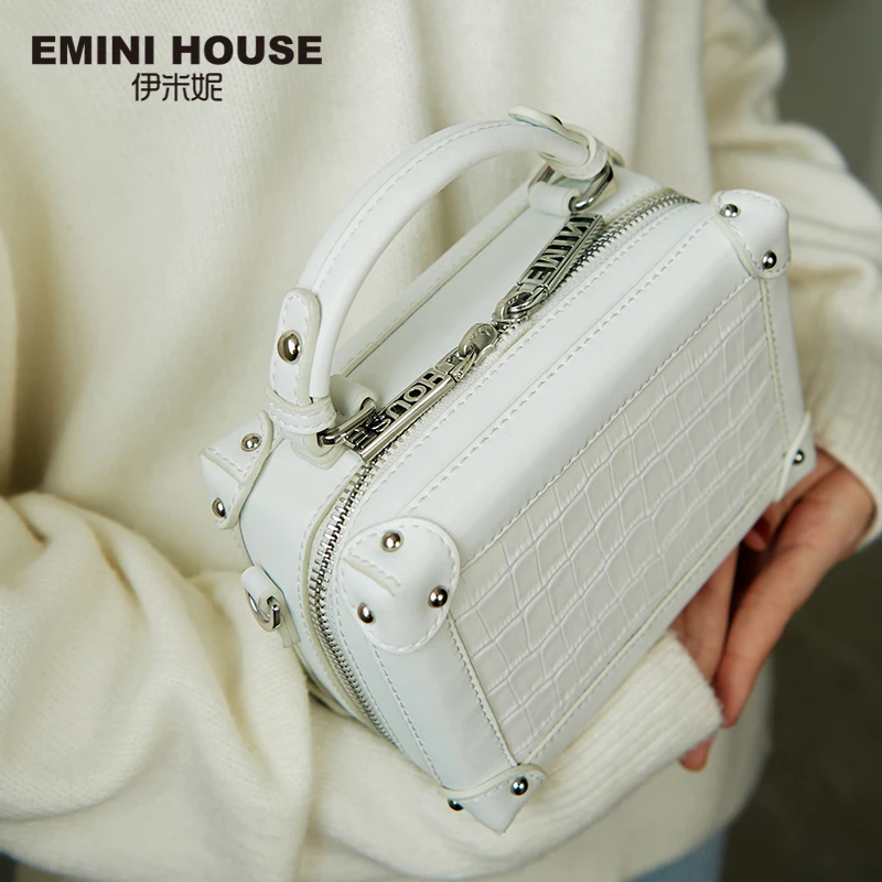 EMINI HOUSE, крокодиловый узор, натуральная кожа, сумка в коробке, роскошные сумки, женские сумки, дизайнерские сумки через плечо для женщин, сумка