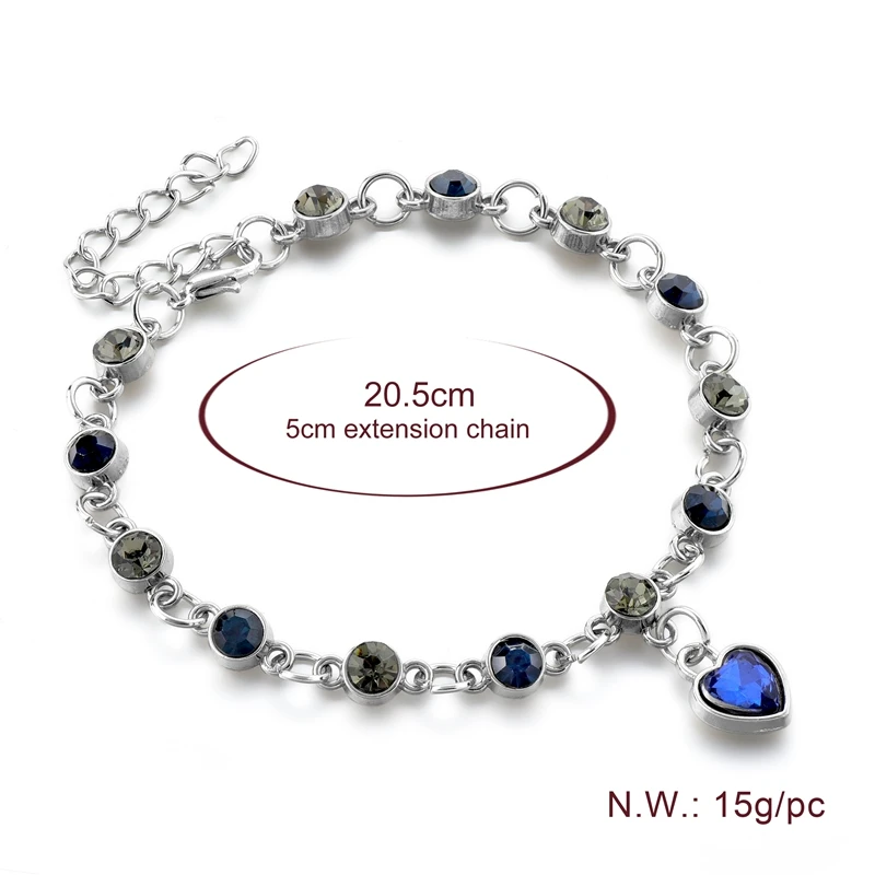 Attrtto синий символ любви в форме сердца с кристаллами браслеты и браслеты для женщин очаровательные браслеты ювелирные изделия ручной работы браслет из кубического циркония SBR190534
