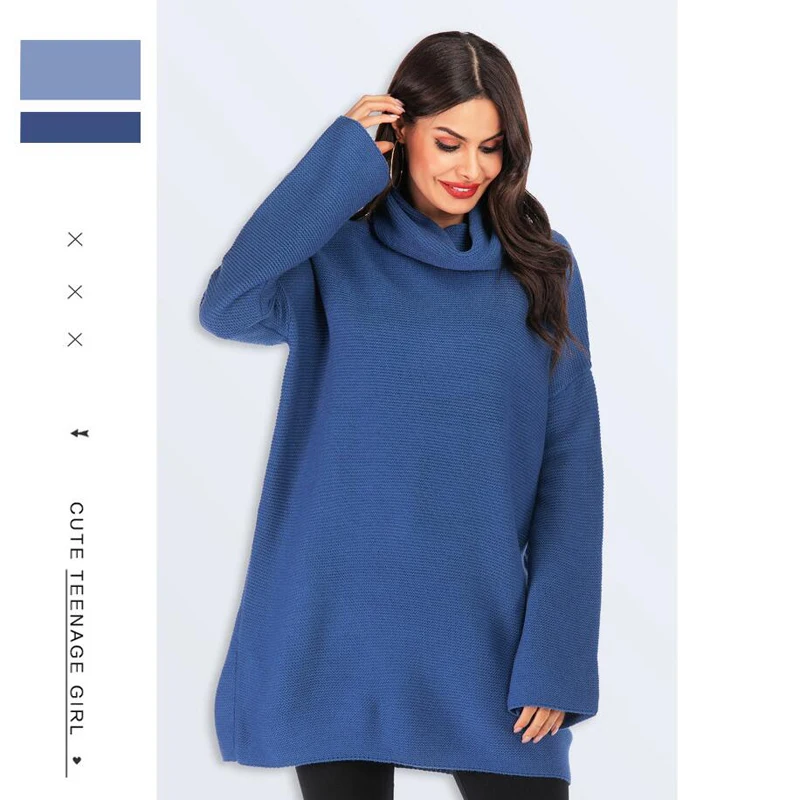 

Babbytoro Sweater For Women 2019 Autumn Winter Turtle Neck Pullover Long Loose Xmas Sweaters Plus Size XXL S Black Brown Blue