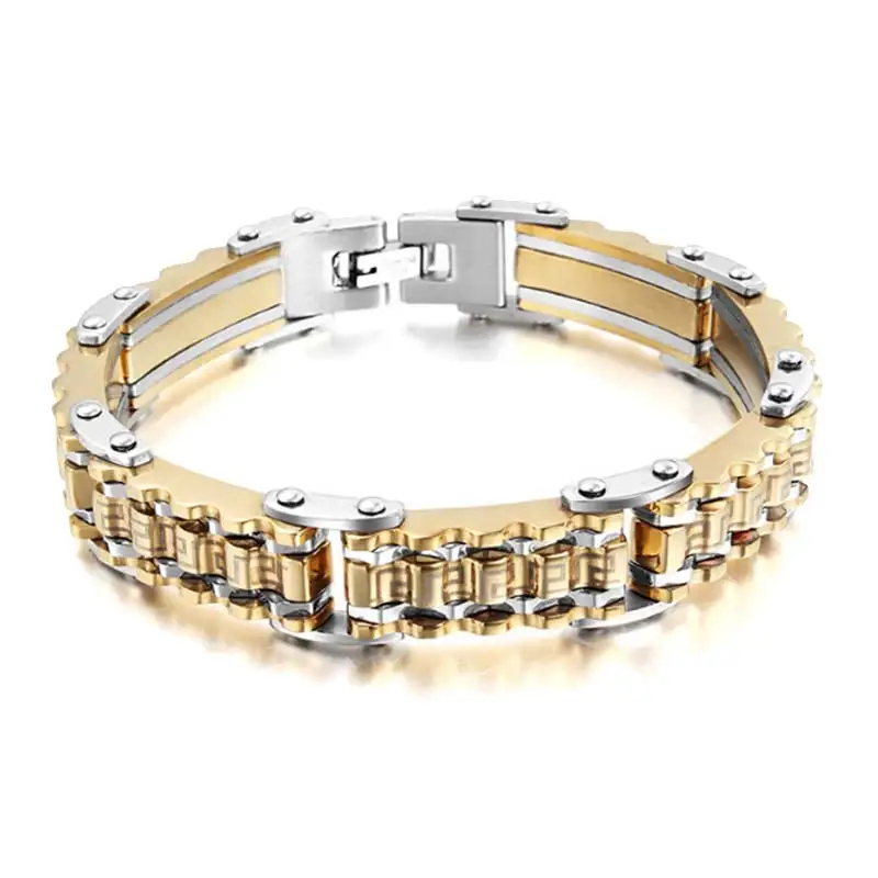 10 мм Мужская цепь браслет с фигуркой велосипеда золотого цвета Байкер Мотоцикл звено браслет 316L браслет из нержавеющей стали 8.8in