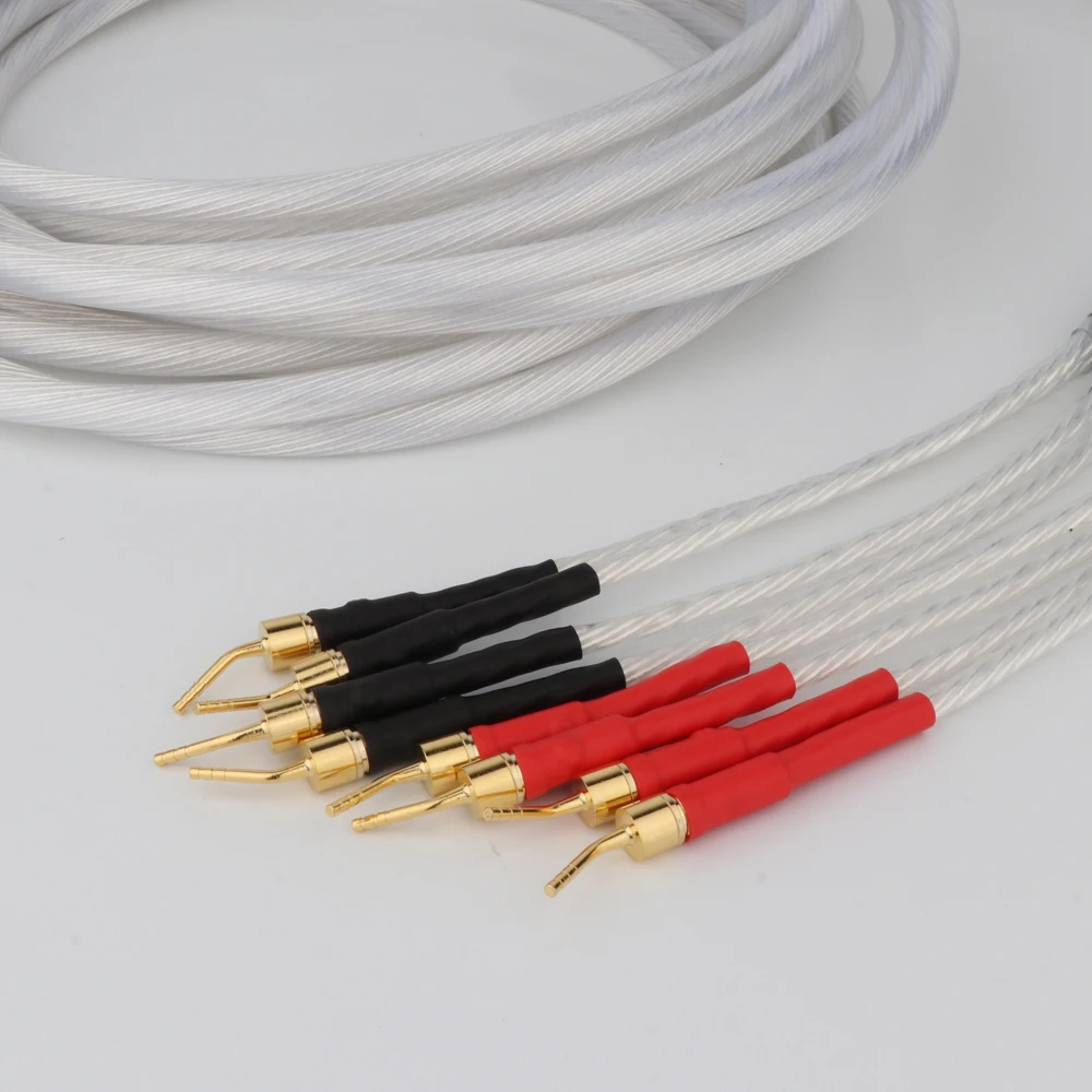 HIFI Audio 7N OCC versilbertes HiFi-Lautsprecherkabel mit Bananen-zu-Bananenstecker-Lautsprecherkabel für Audiophile und HiFi-Systeme – Detail 4