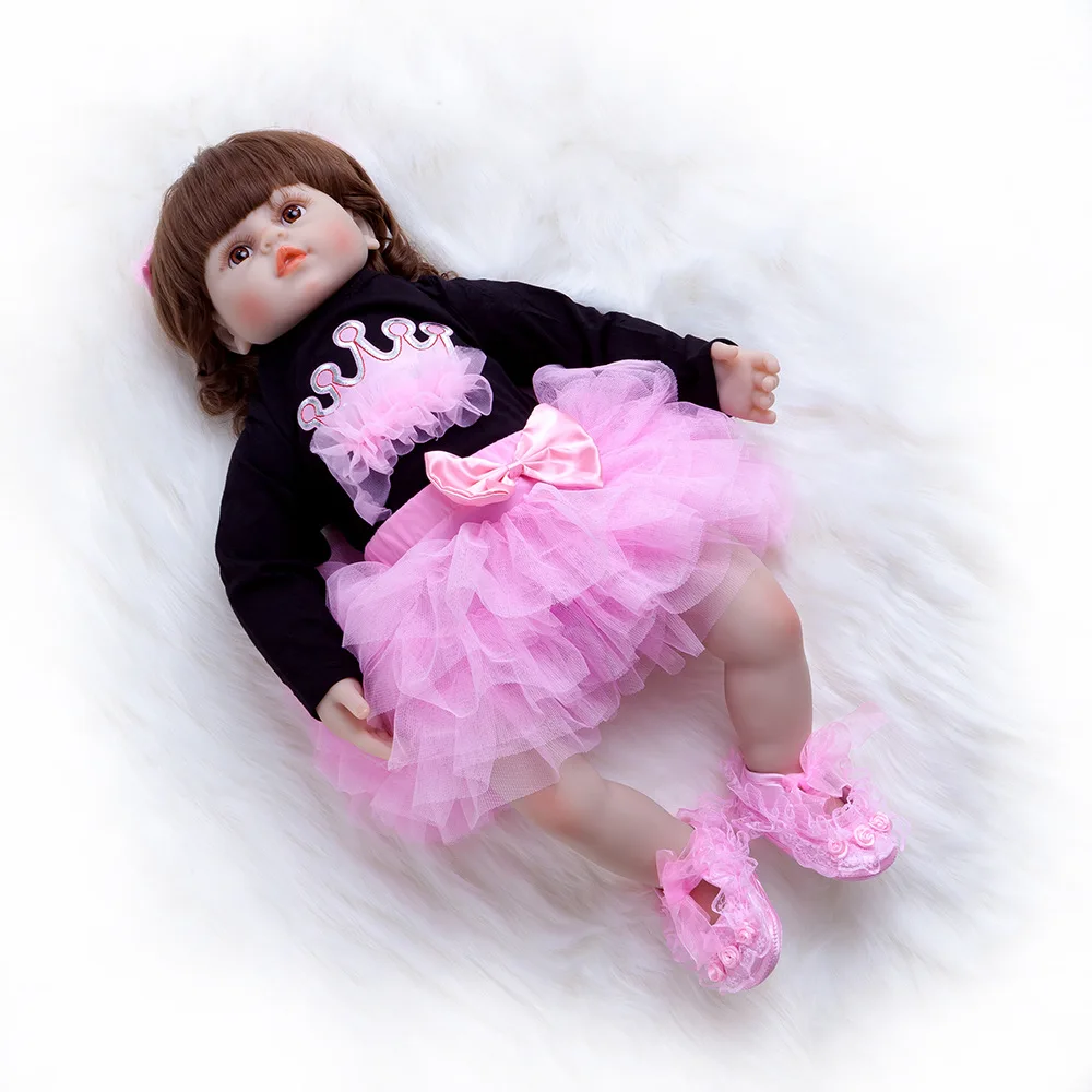 Pickwoo 18 дюймов 48 см bebes кукла-реборн для маленьких девочек Мягкие силиконовые куклы Boneca reborn Brinquedos Bonecas подарки на день детей игрушки