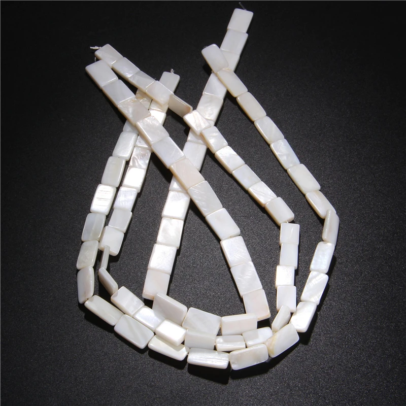 White Rectangle Mother of Pearl Shell Beads Flat Freshwater for Women DIY Jewelry Making Bracelet Necklace Earrings | Украшения и