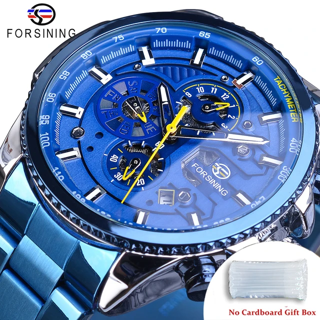 Forsining Waterproof Men's Automatic Watch Calendar Luxury Military Watches Sport Style Luminous Clock Black Free Ship to Brazil GMT1137-10 no box