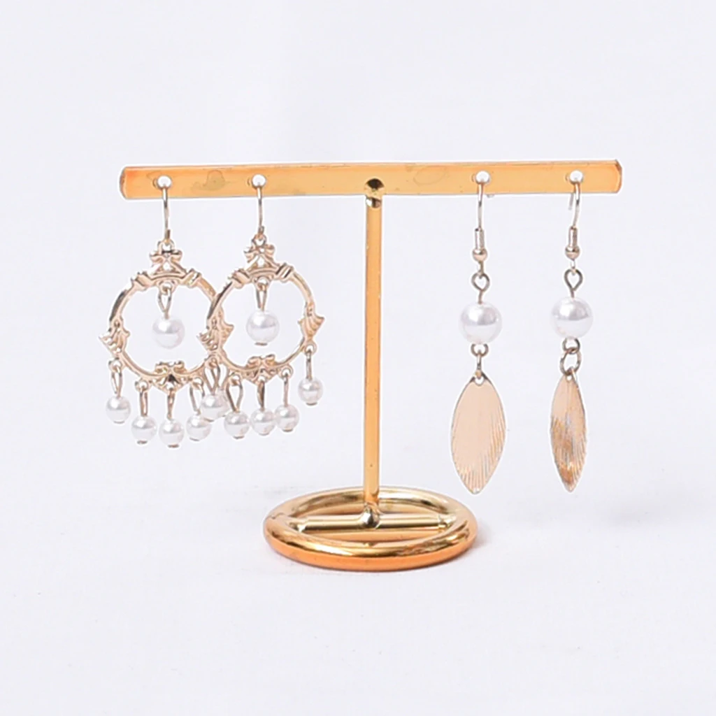 T-Bar Jewelry Display Stand Organizer with Oval Base 4 Holes Earring Display