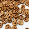 50pcs 8mm Mini Brown Wood Buttons 4 Holes Craft Clothe Sewing Decor Button WB532 1