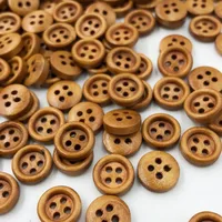 50pcs 8mm Mini Brown Wood Buttons 4 Holes Craft Clothe Sewing Decor Button WB532 1