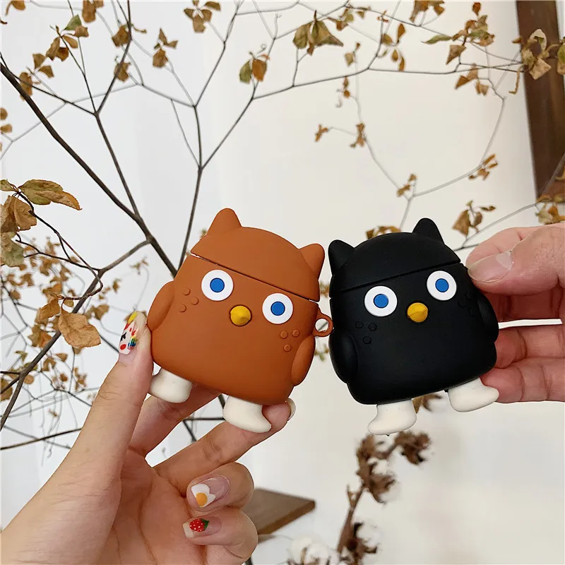 

For AirPod 2 Case 3D Funny Owl Cartoon Soft Silicone Wireless Bluetooth Earphone Cases For Apple Airpods Case Cute Cover Funda