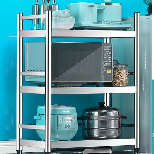 

Stainless steel kitchen rack floor multi-layer microwave oven placer storage shelf shelf multi-layer storage rack