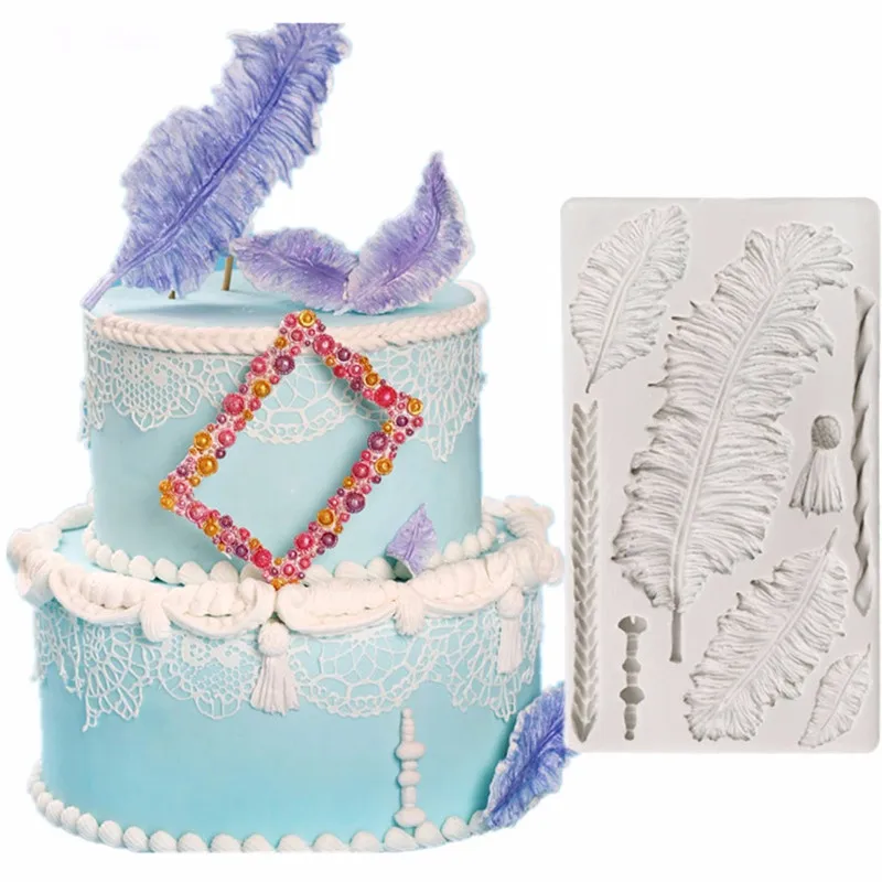 

Feather Fondant Cake Mold Cake Decorating Tools Sugarcraft Silicone Chocolate Gumpaste Mold For Baking