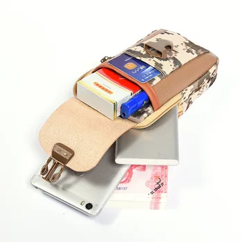 

6 inch Men PU leather Phone Waist Bags Zipper Small Card Holder Phone Wallet Packs Belt Durable Fanny Purse Black Coffee Khaki